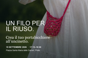 19 settembre 2026 dalle 17:15 alle 18.30. Immagine rappresentativa di un portabicchiere all'uncinetto.